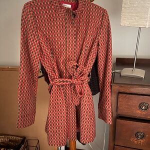 Checkered Coat with Belt